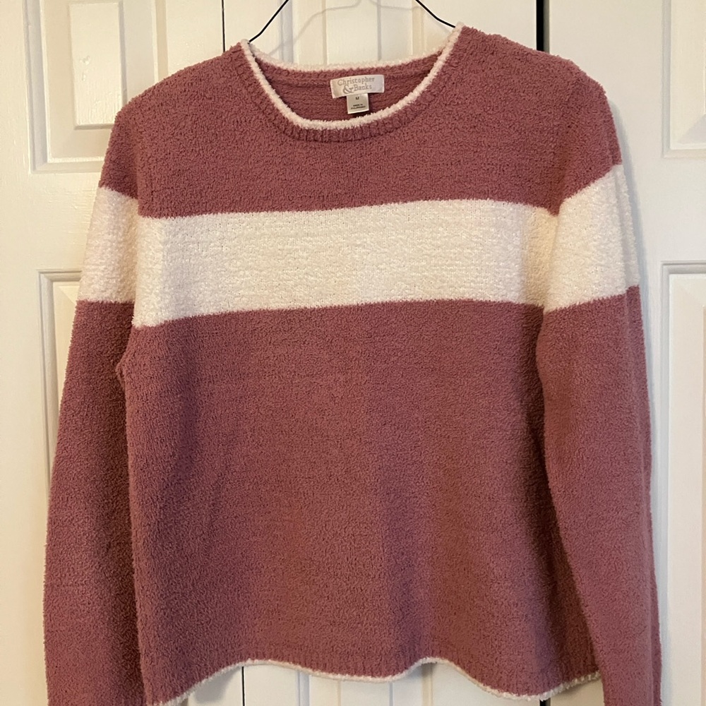 Christopher Banks Cozy Pink and Cream Sweater